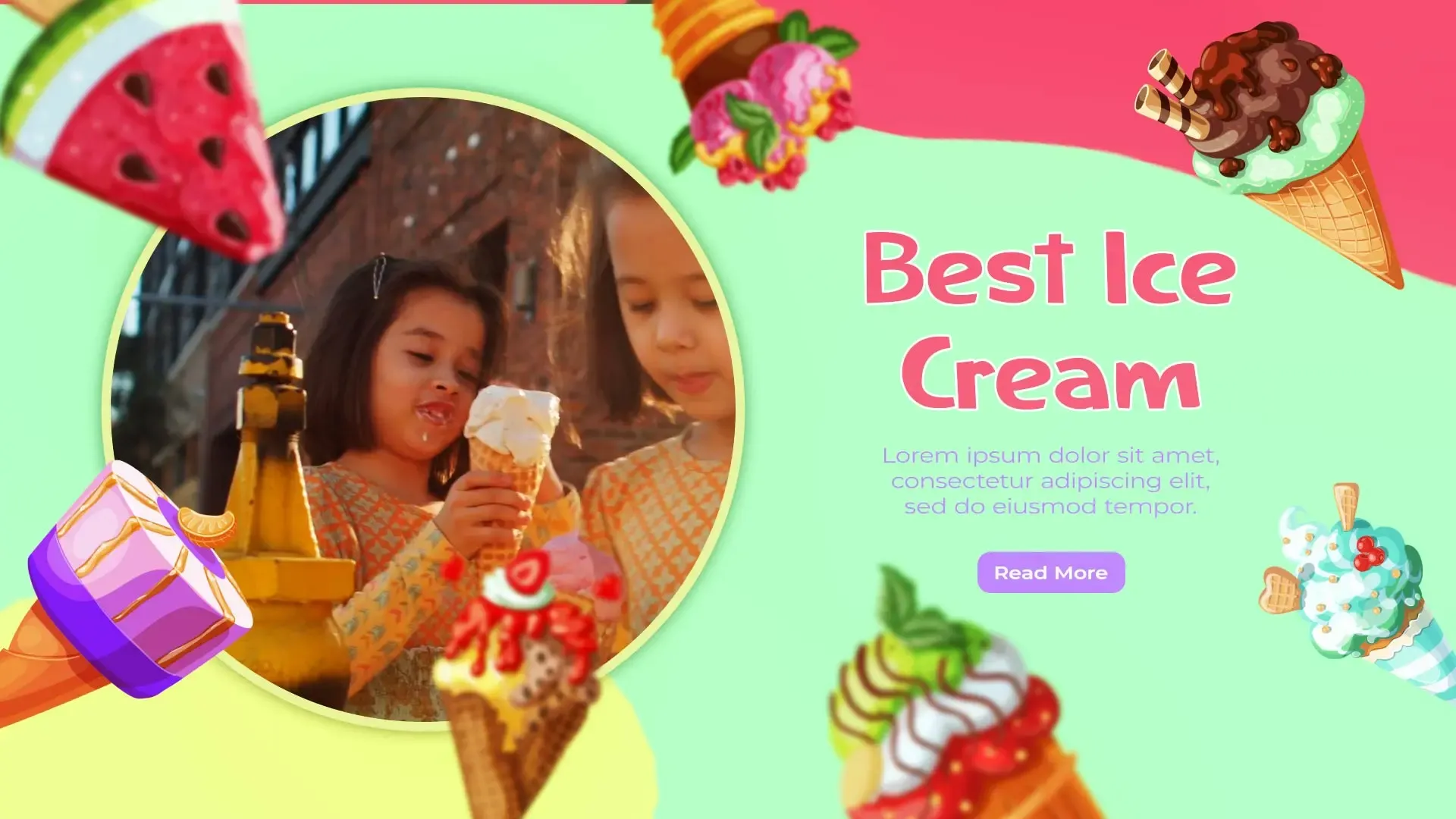 Colorful Ice Cream Social Media Slideshow